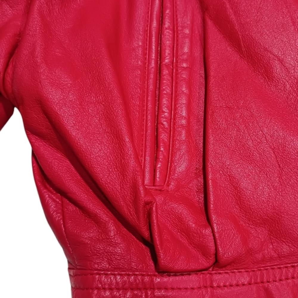 80s Wilsons Leather Red Moto Jacket Retro VTG Thriller - Picture 9 of 17